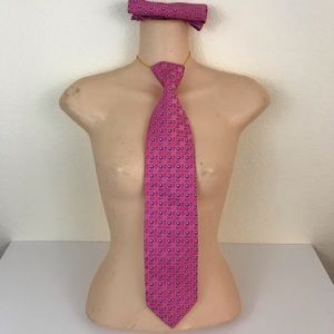 Alexander Julan Pink Blue Flower Tie Handkerchief